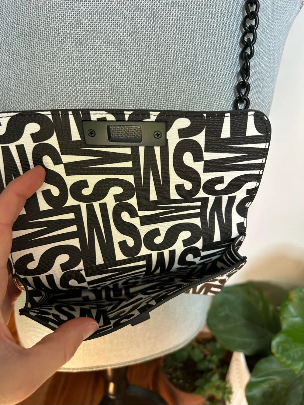 Steve Madden Black & White Patterned Crossbody Bag